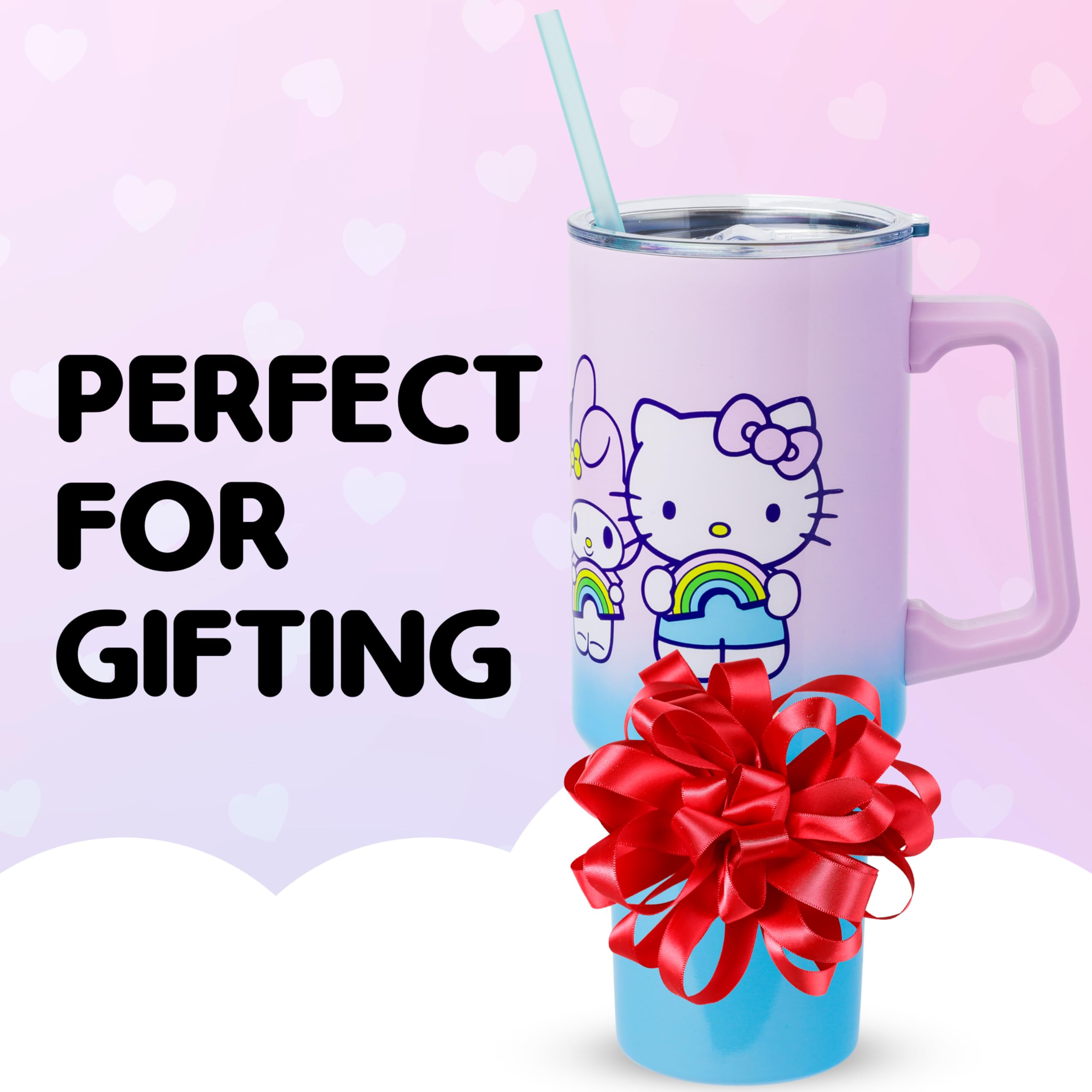 Silver Buffalo close view of Hello Kitty, My Melody, Kuromi, and Pompompurin artwork celebrating fandom