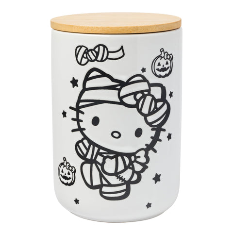 Silver Buffalo Hello Kitty front view showing festive design and storage benefit