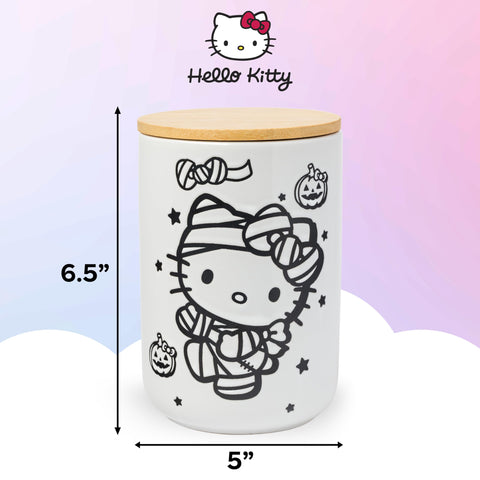Silver Buffalo close-up of Hello Kitty mummy artwork highlighting detailed print