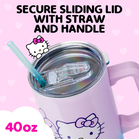 Silver Buffalo ombre finish texture on Hello Kitty tumbler highlighting attractive pastel colors