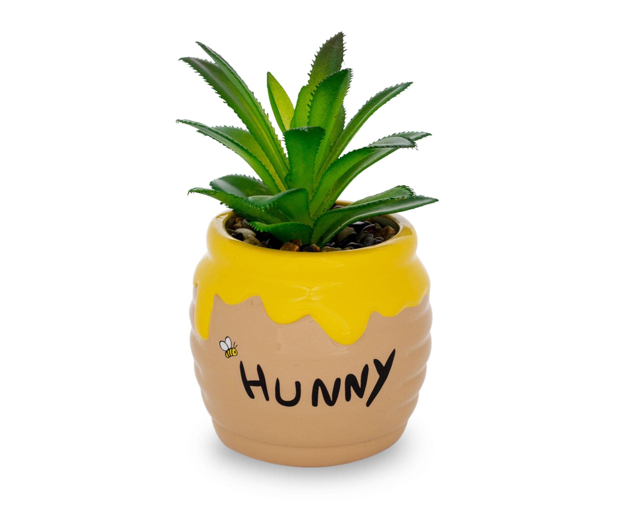 Silver Buffalo front view of hunny pot planter showing Pooh design and charm