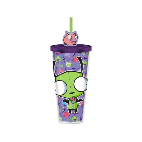 Silver Buffalo front view of purple GIR cold cup showing bright design and spill-reducing lid