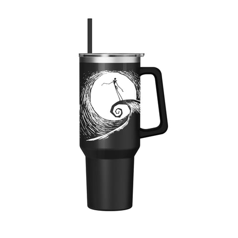 Silver Buffalo Jack Skellington front view showing spiral hill moon design and durable finish