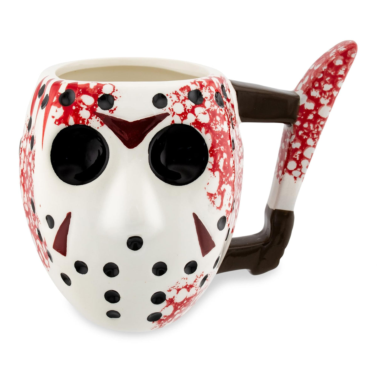 Silver Buffalo front view of Jason mask mug shows bold sculpt and collectible appeal