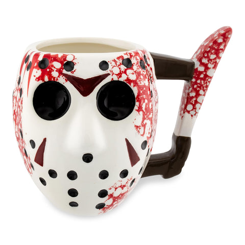 Silver Buffalo front view of Jason mask mug shows bold sculpt and collectible appeal