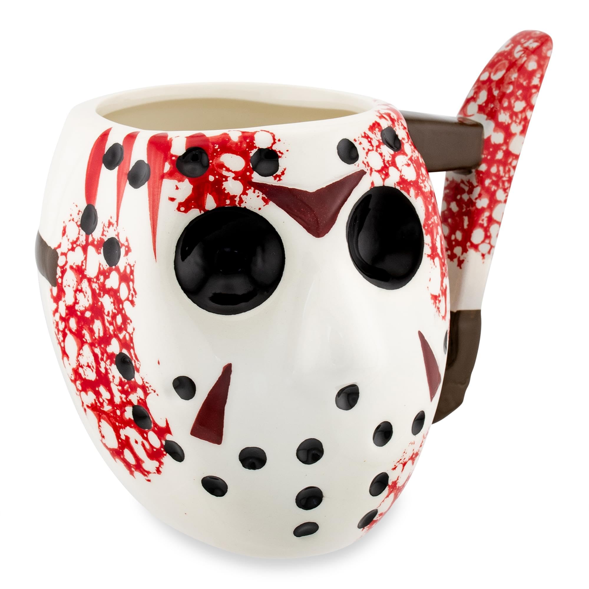 Silver Buffalo side profile of mug demonstrates sculpted mask depth and realism