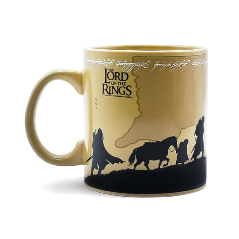 Silver Buffalo mug front view showing Fellowship silhouettes and bold print, great for display