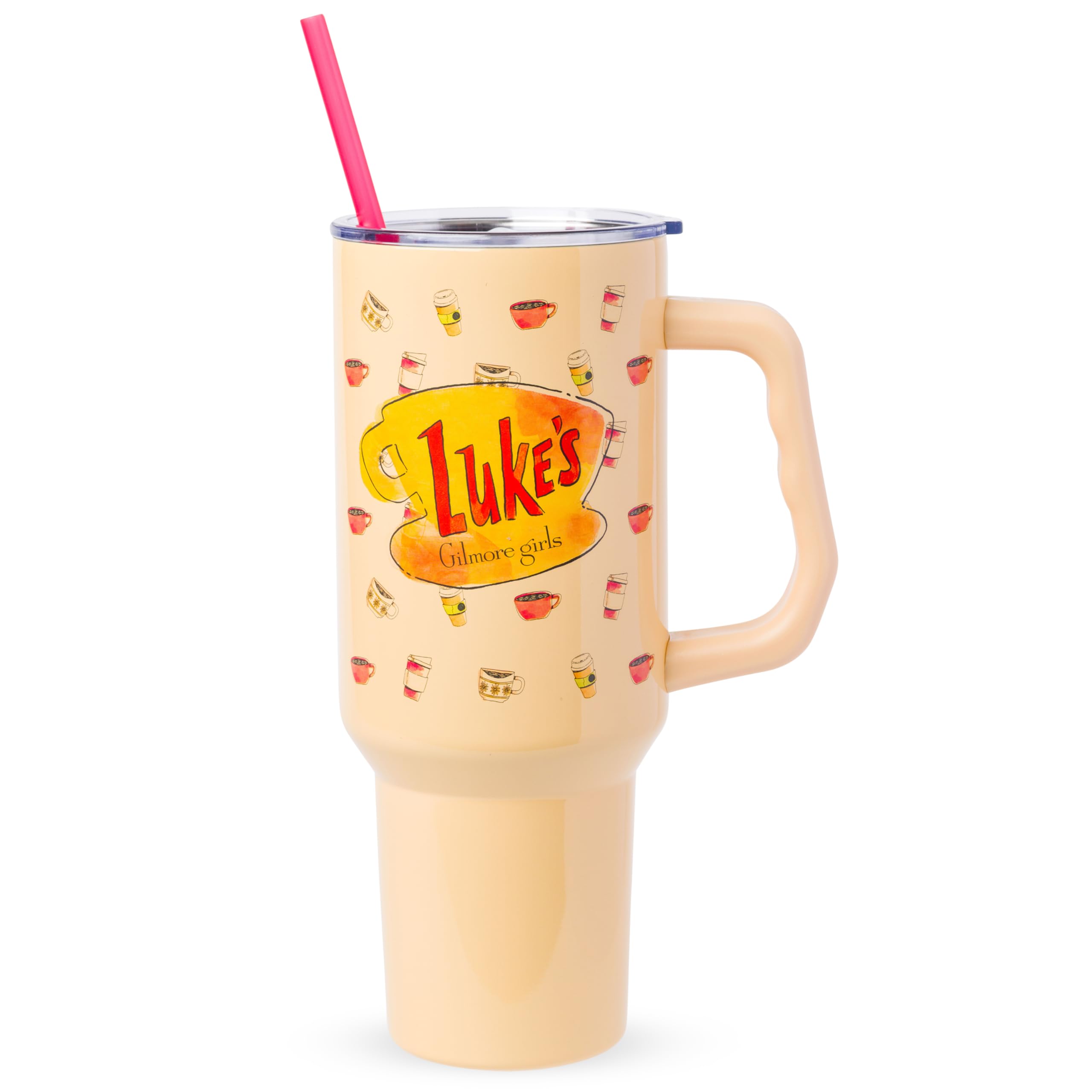 Silver Buffalo front view showing Luke's Diner logo and tan finish for fan appeal