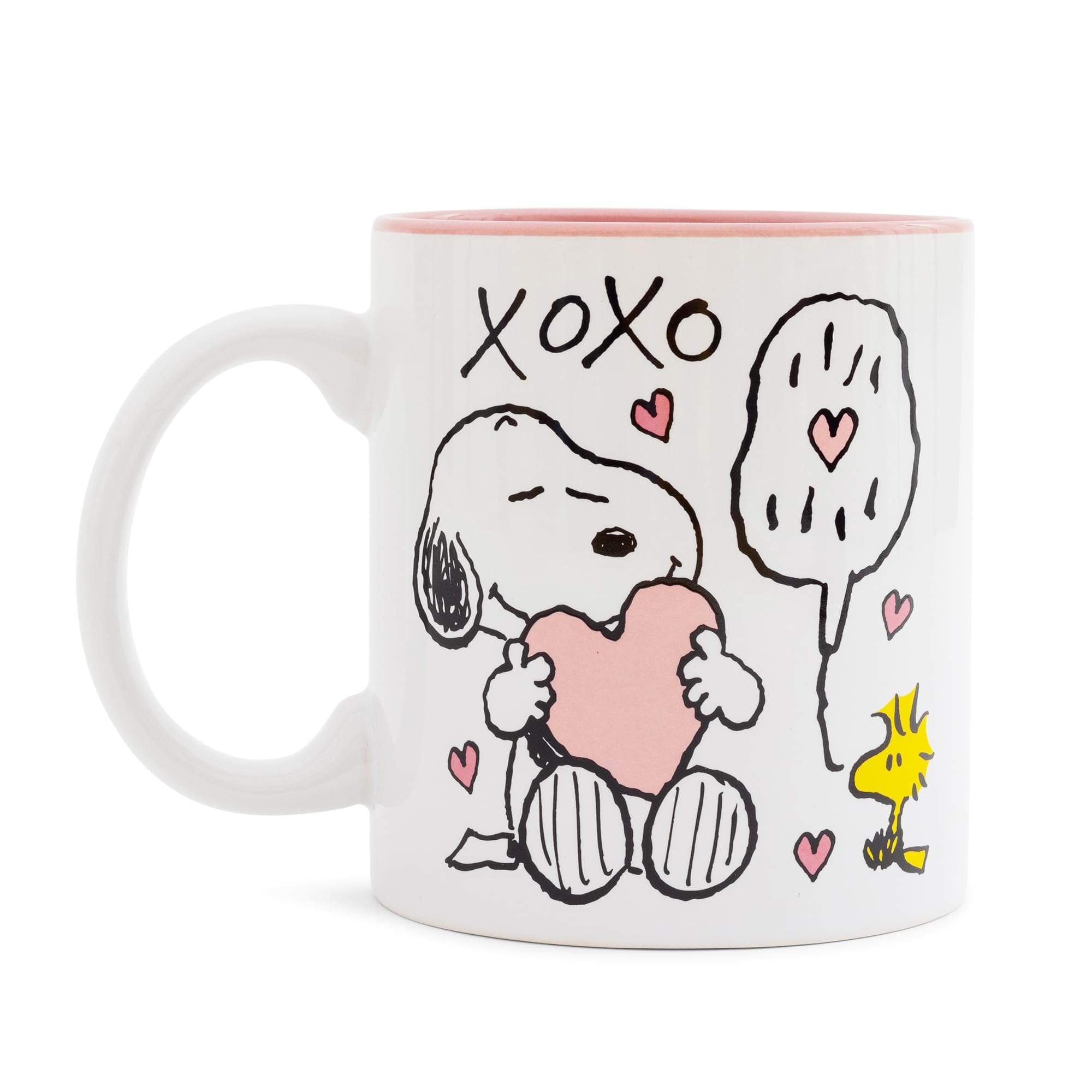 Silver Buffalo close-up of hearts and XOXO print, showcases festive design