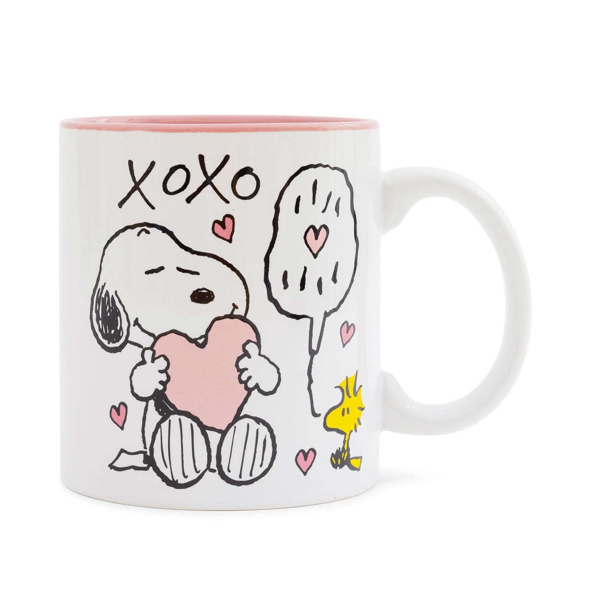 Silver Buffalo mug front view showing Snoopy and Woodstock, evokes nostalgic joy