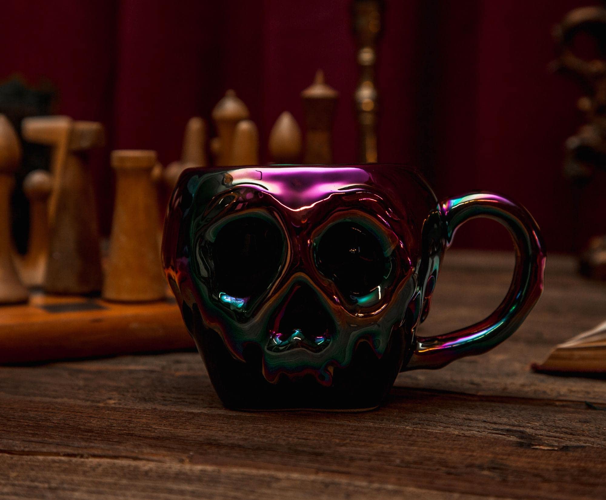 Silver Buffalo mug displayed on shelf among collectibles demonstrating decor appeal and storage benefit