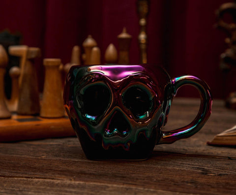 Silver Buffalo mug displayed on shelf among collectibles demonstrating decor appeal and storage benefit