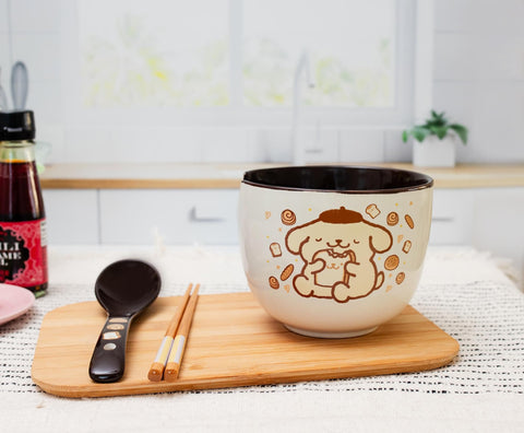Silver Buffalo Pompompurin wooden chopsticks close-up showing grain and hand-wash care benefit