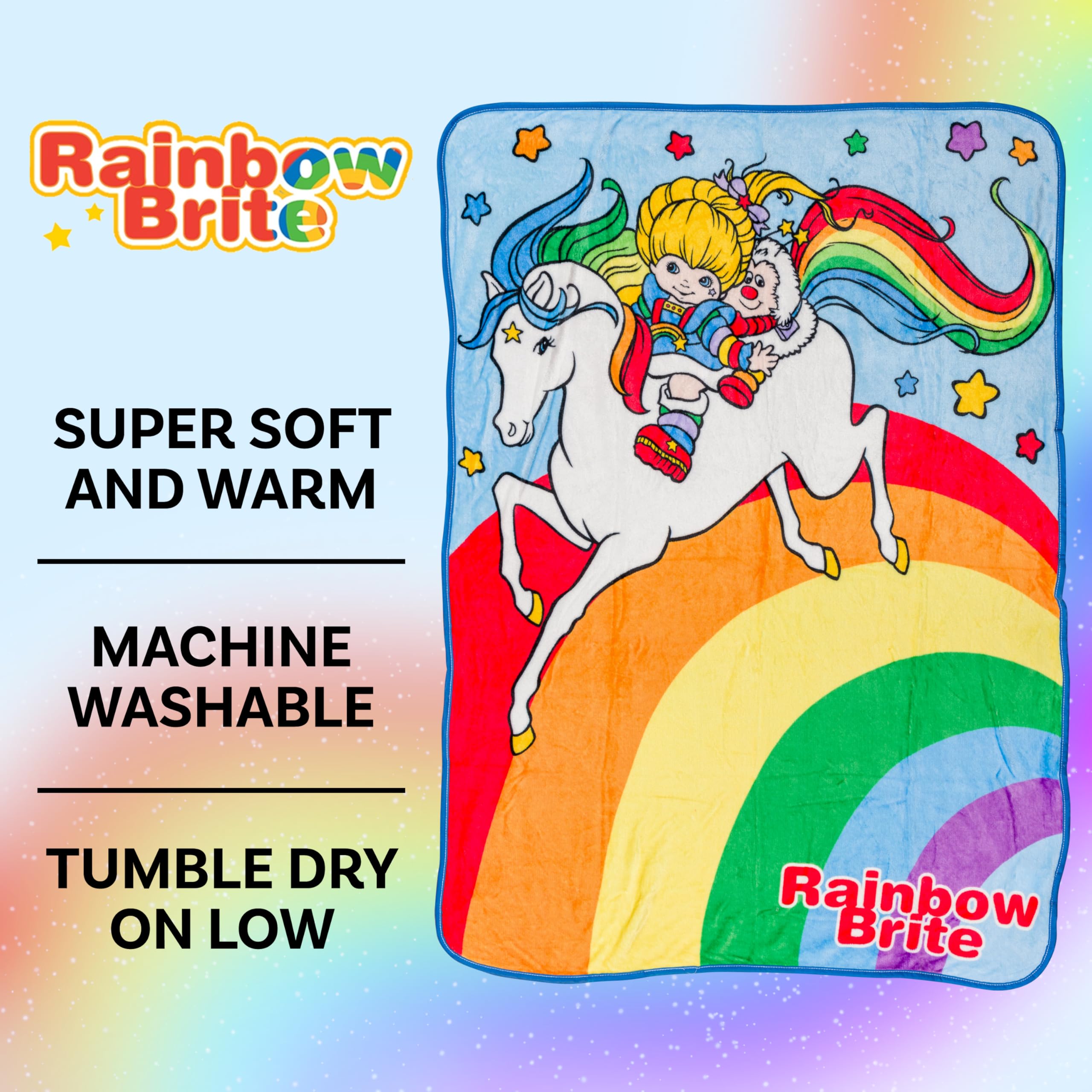 Silver Buffalo detail of Rainbow Brite, Starlite, and Twink characters for nostalgic appeal