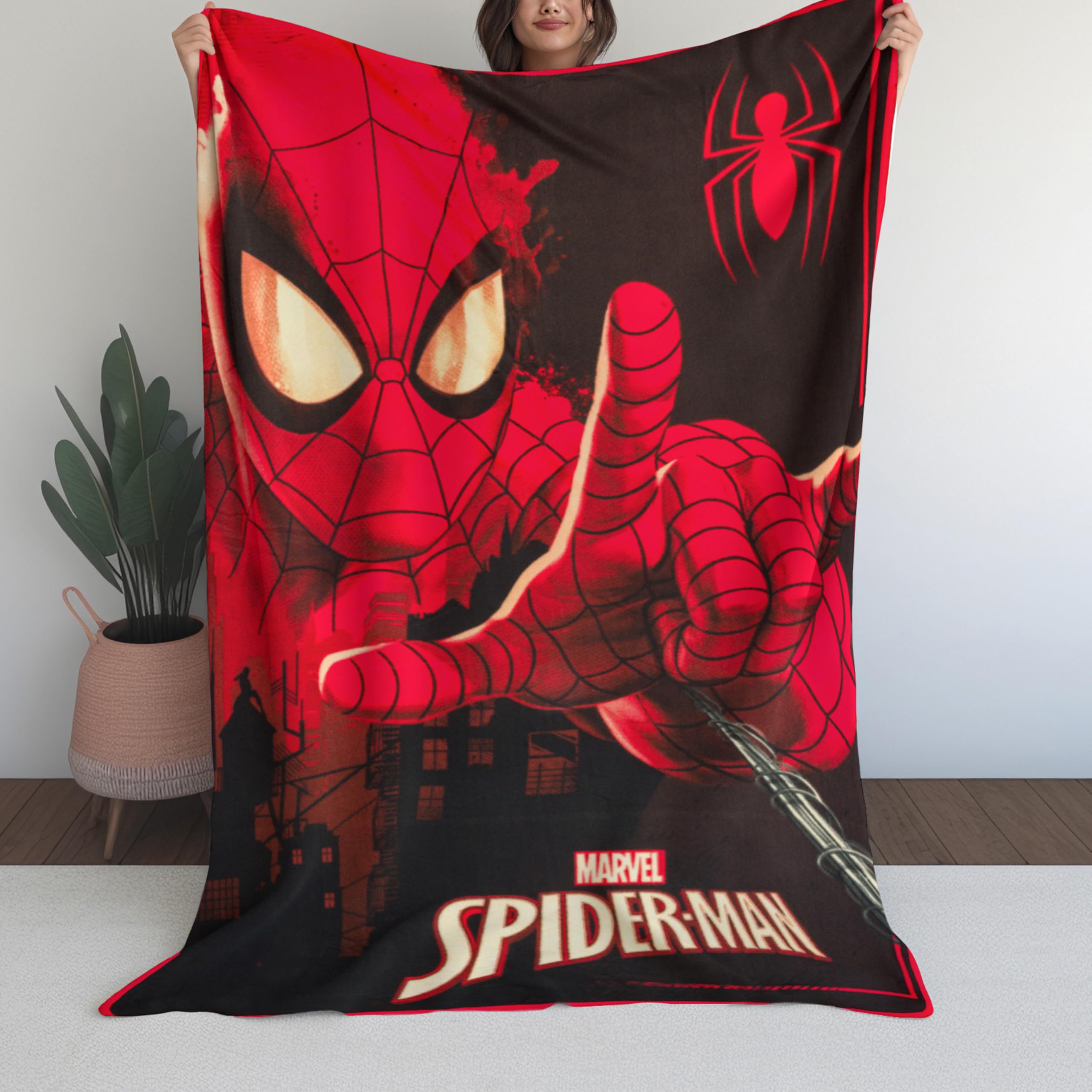 Silver Buffalo Spider-Man close-up texture highlighting soft micro-plush for comfortable warmth