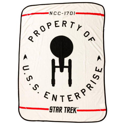 Silver Buffalo front view of Star Trek throw showing USS Enterprise for fan display