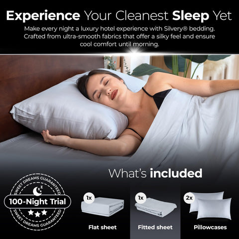 Silvery drape displays silky stretch and smooth hand for immediate comfort