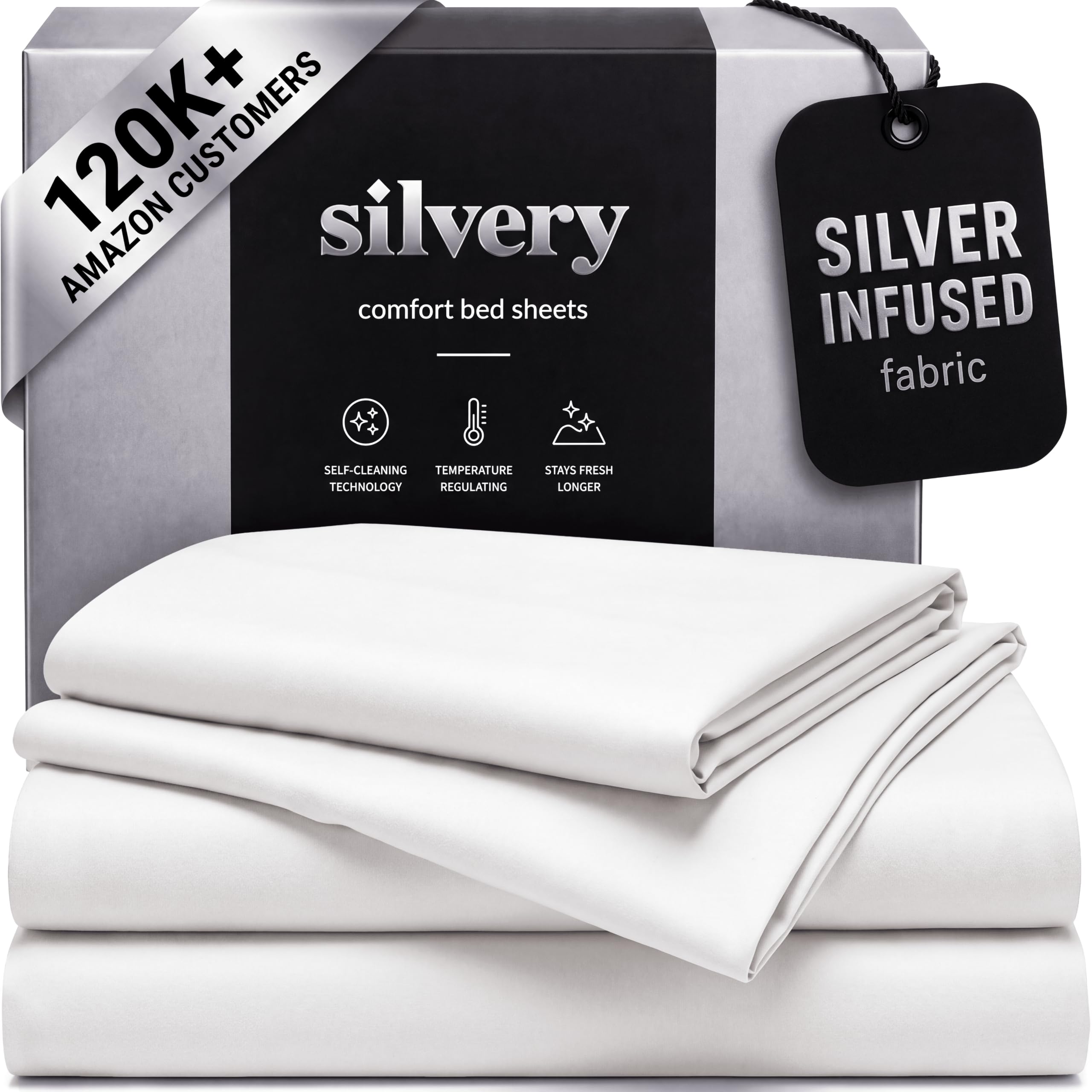 Silvery front packaging showing set and benefits for fresher sleep