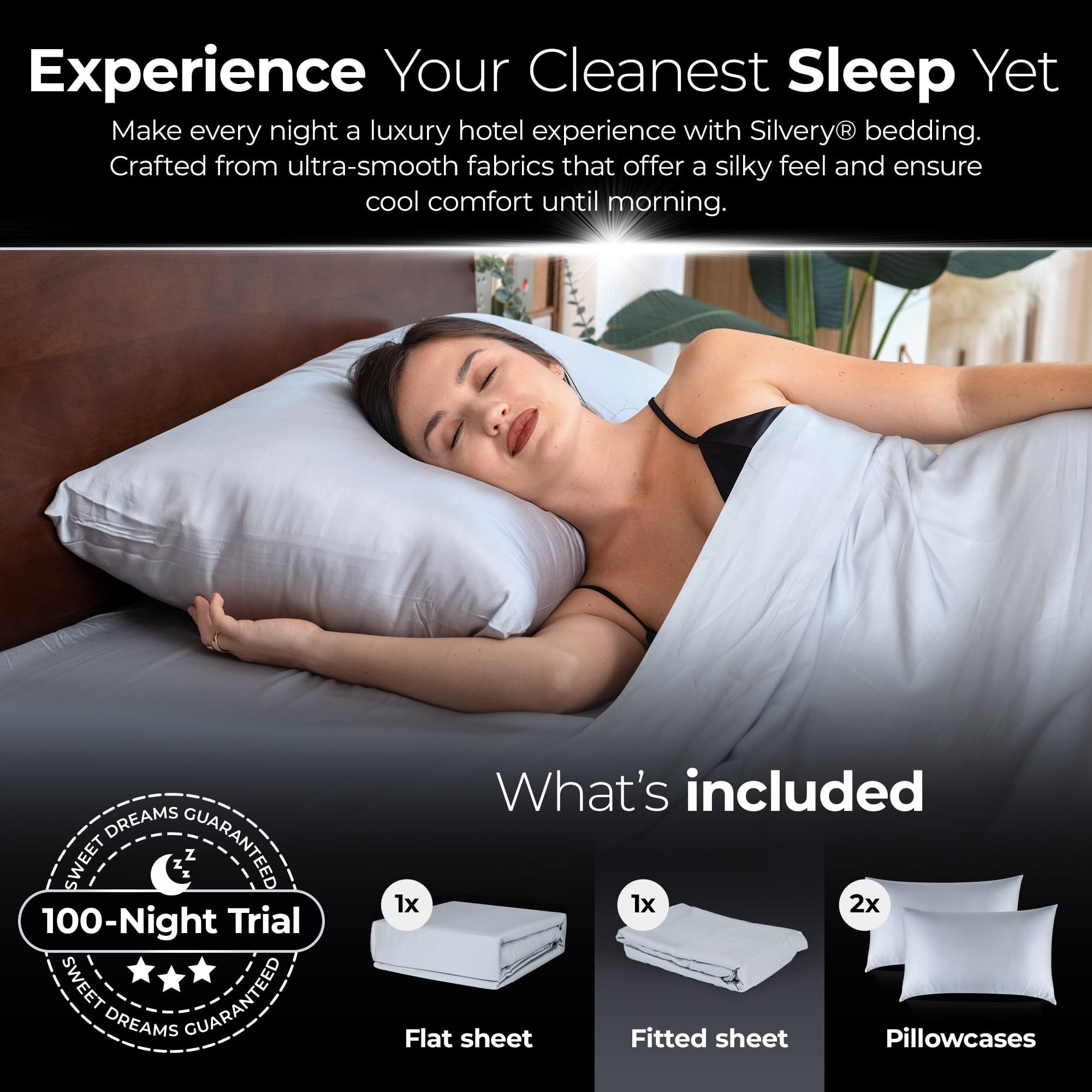 Silvery pillowcase laid flat showing smooth surface that reduces friction