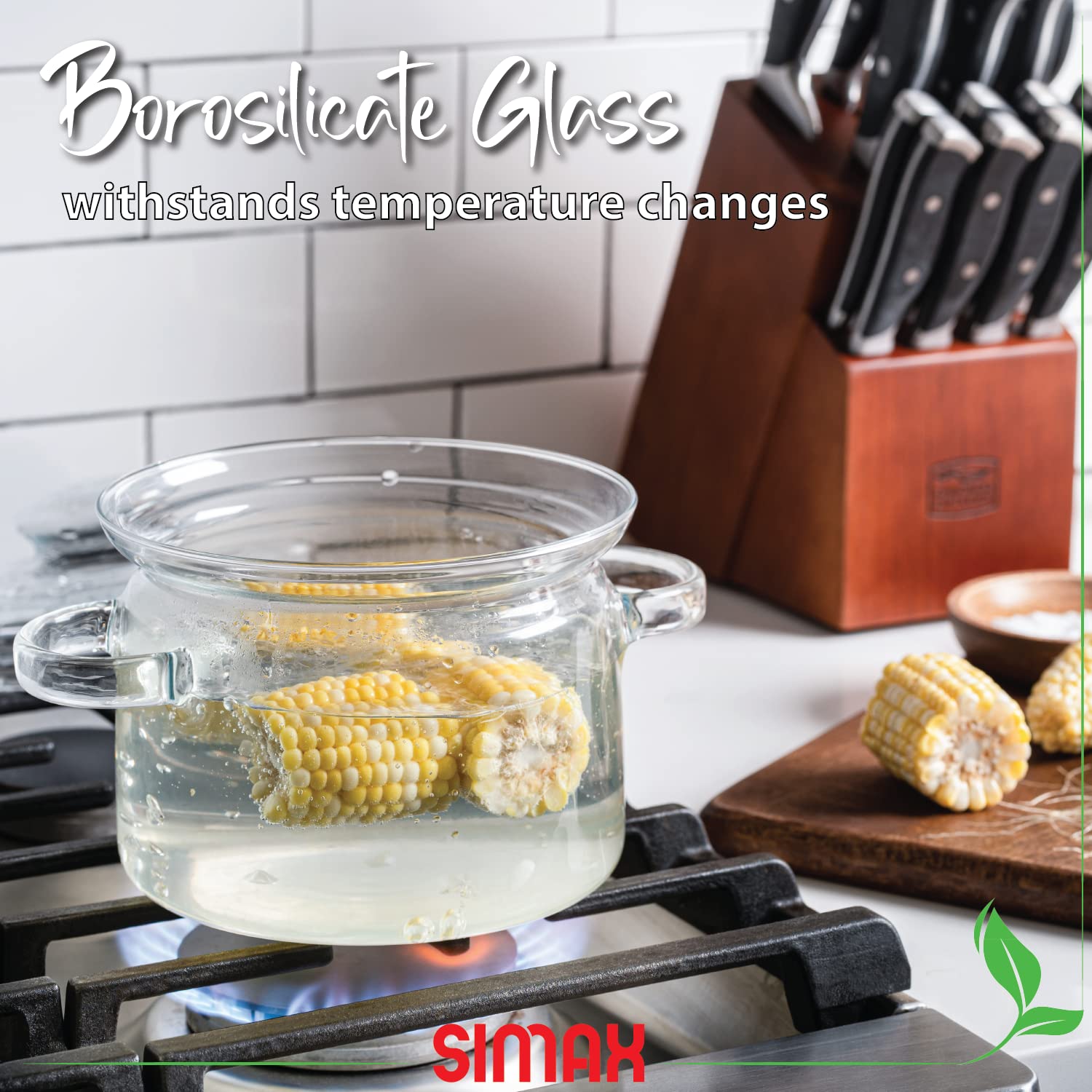 SIMAX saucepan inside oven demonstrating oven-safe borosilicate glass reliability