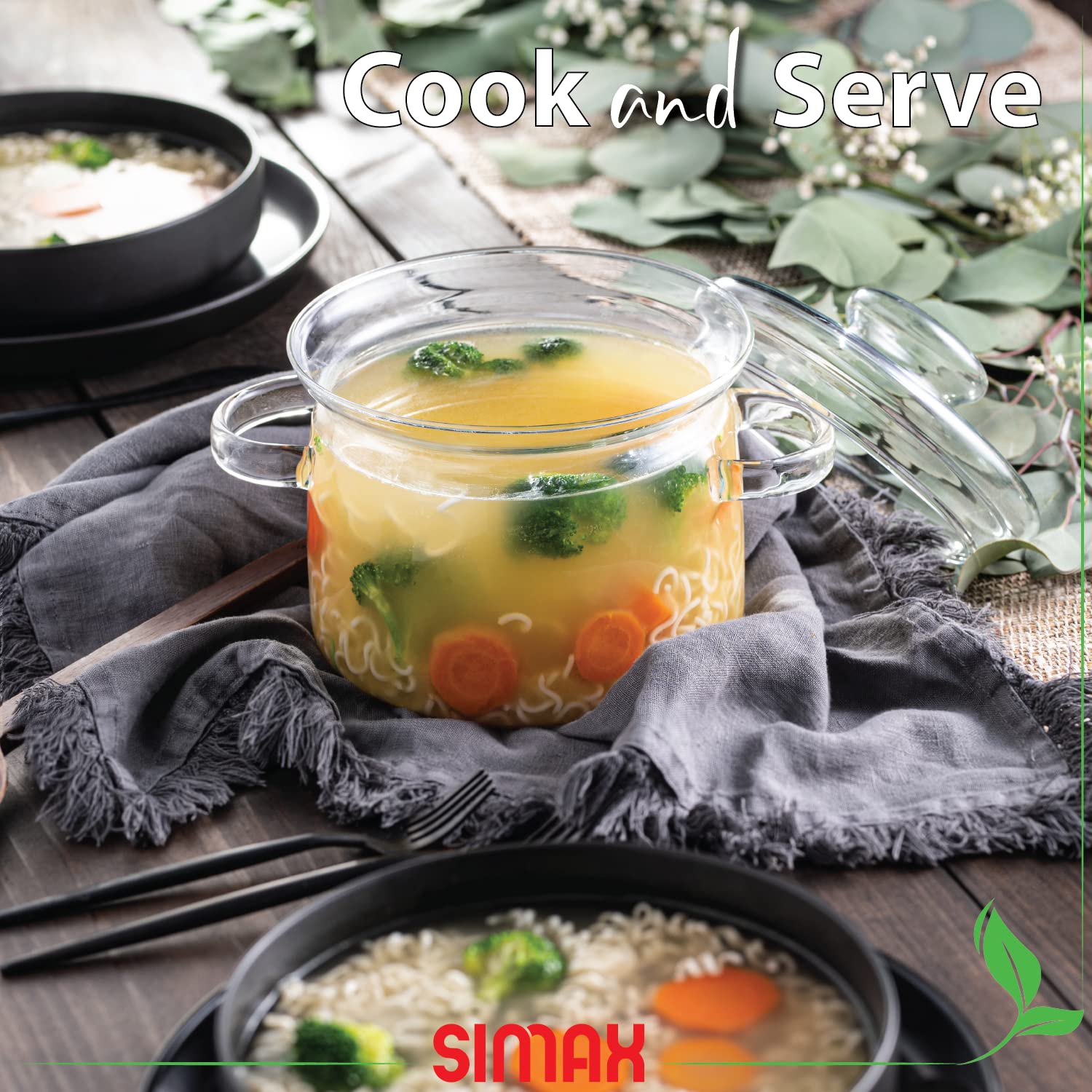 SIMAX saucepan presented on dining table showing serving-ready elegant appearance