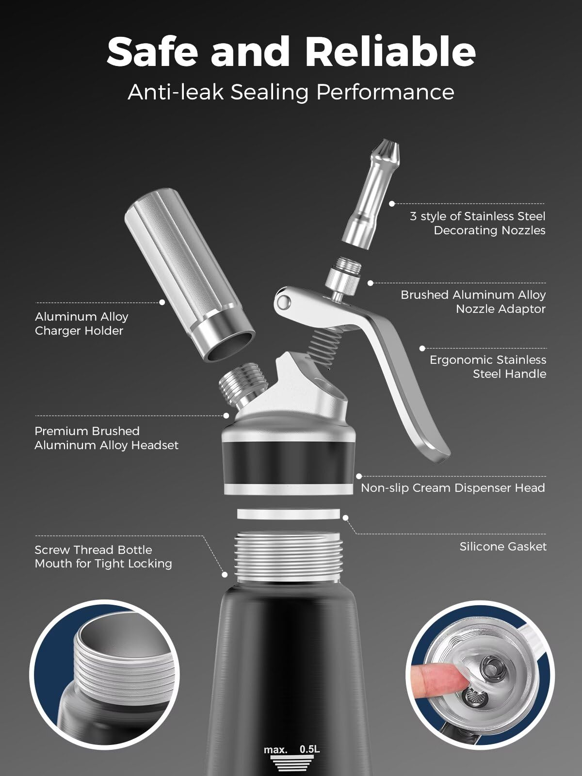 SimCoker cleaning brush with disassembled parts for fast hygienic maintenance