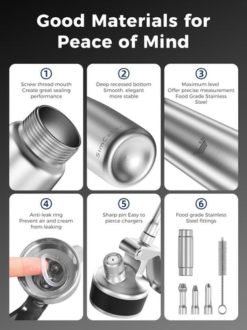 SimCoker three stainless decorating tips close-up for precise plating benefit