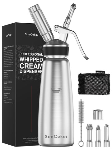 SimCoker front view canister showing sleek stainless finish and easy grip benefit