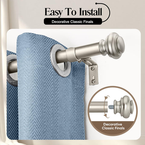 SIMEWIN assembled curtain rod across a window demonstrating full-span coverage