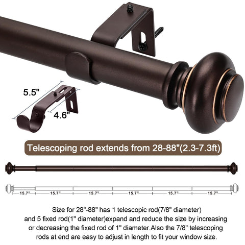 SIMEWIN rod next to measuring tape illustrating adjustable 48–84 inch range