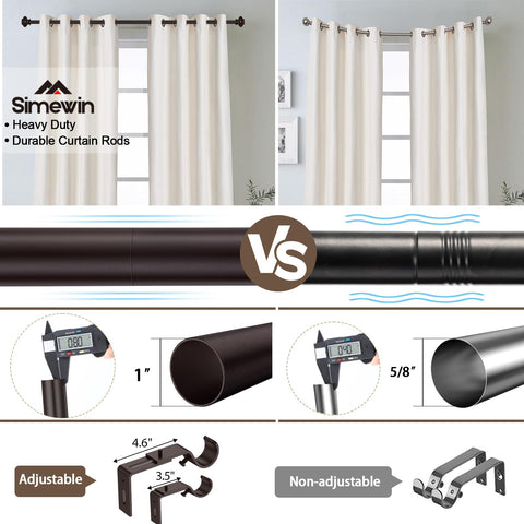 SIMEWIN rod installed over window demonstrating neat curtain drape support