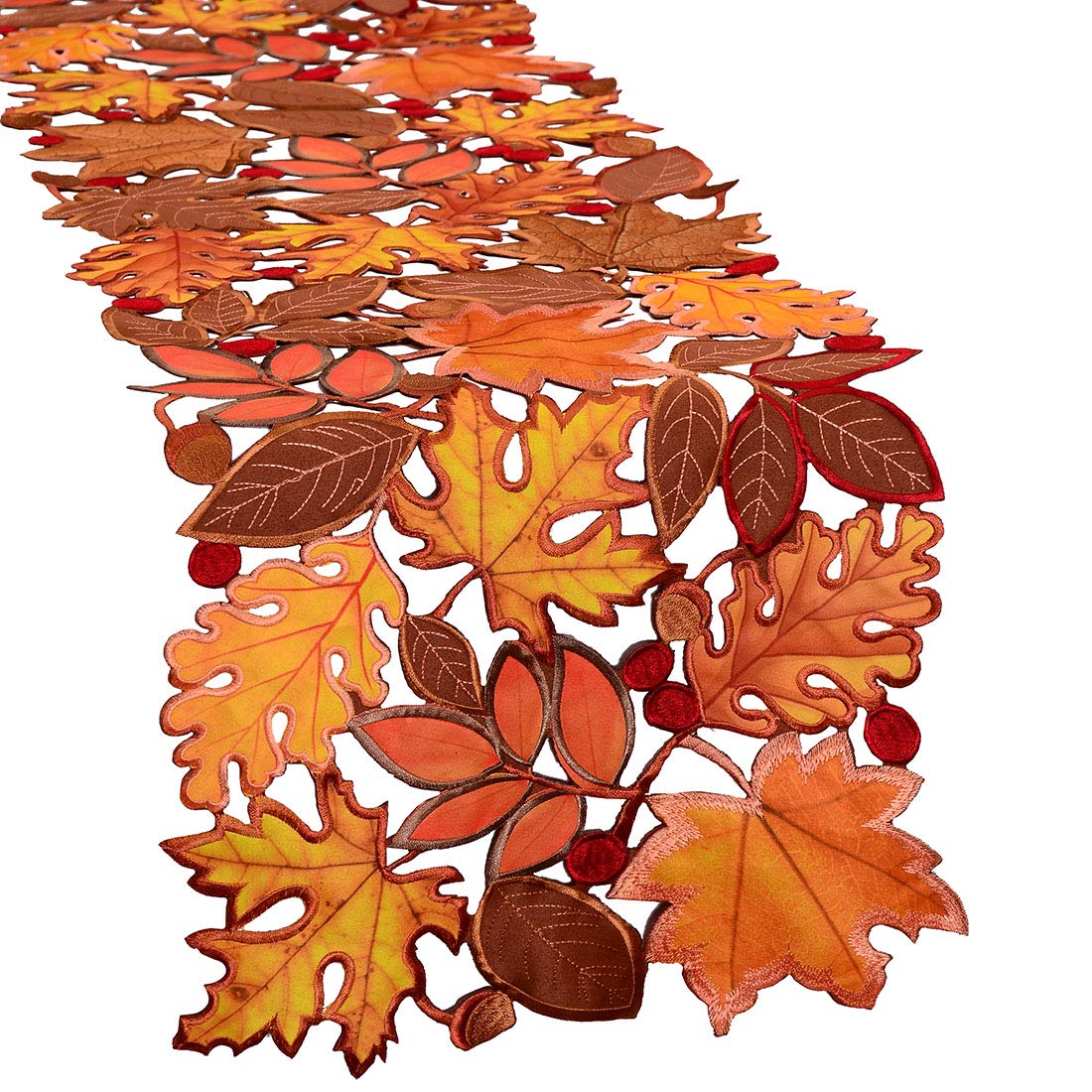Simhomsen front view showing embroidered leaves and warm harvest colors