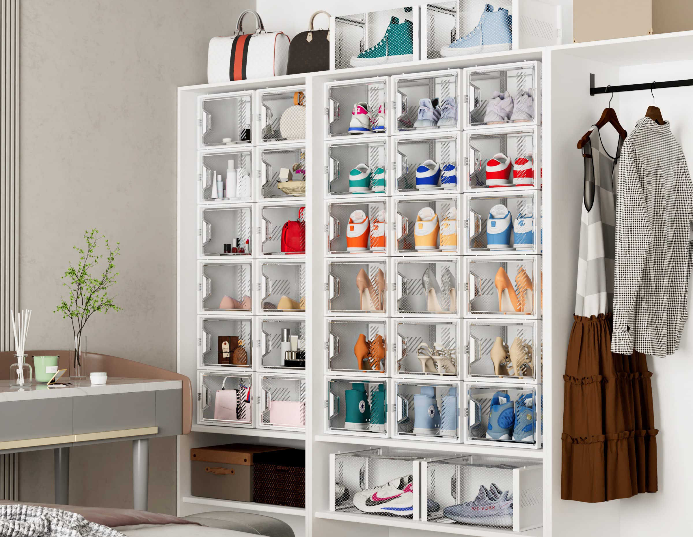 SIMPDIY under-bed placement using space efficiently and concealing shoes