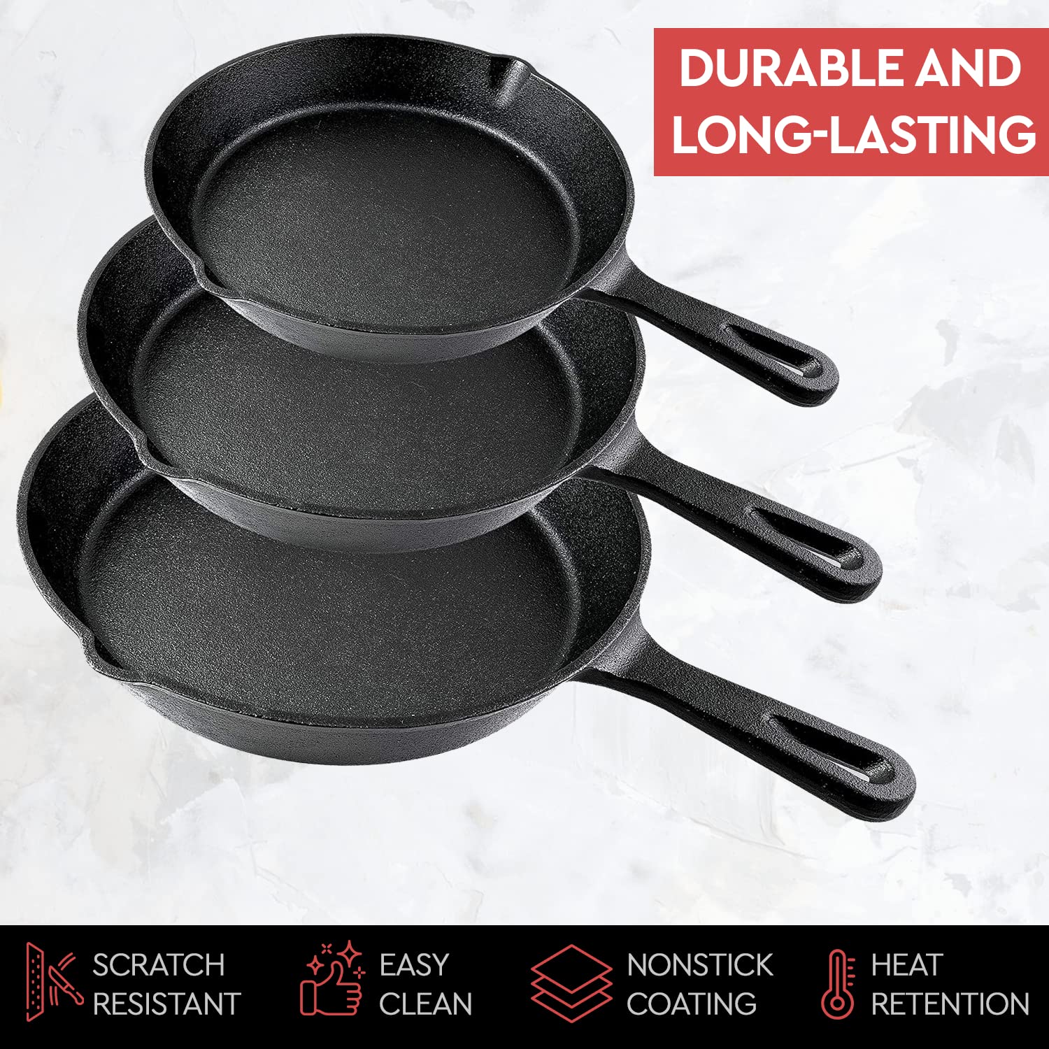 Simple Chef close-up of pre-seasoned cooking surface highlighting easy-release performance