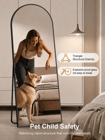 Simple Deluxe mirror leaning against wall demonstrating easy room placement benefit