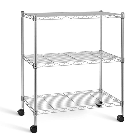 Simple Deluxe front view of chrome 3-shelf unit showing sturdy storage benefit