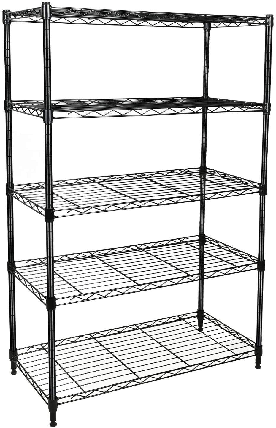 Simple Deluxe front view showing five shelves and sturdy frame benefit durable organization
