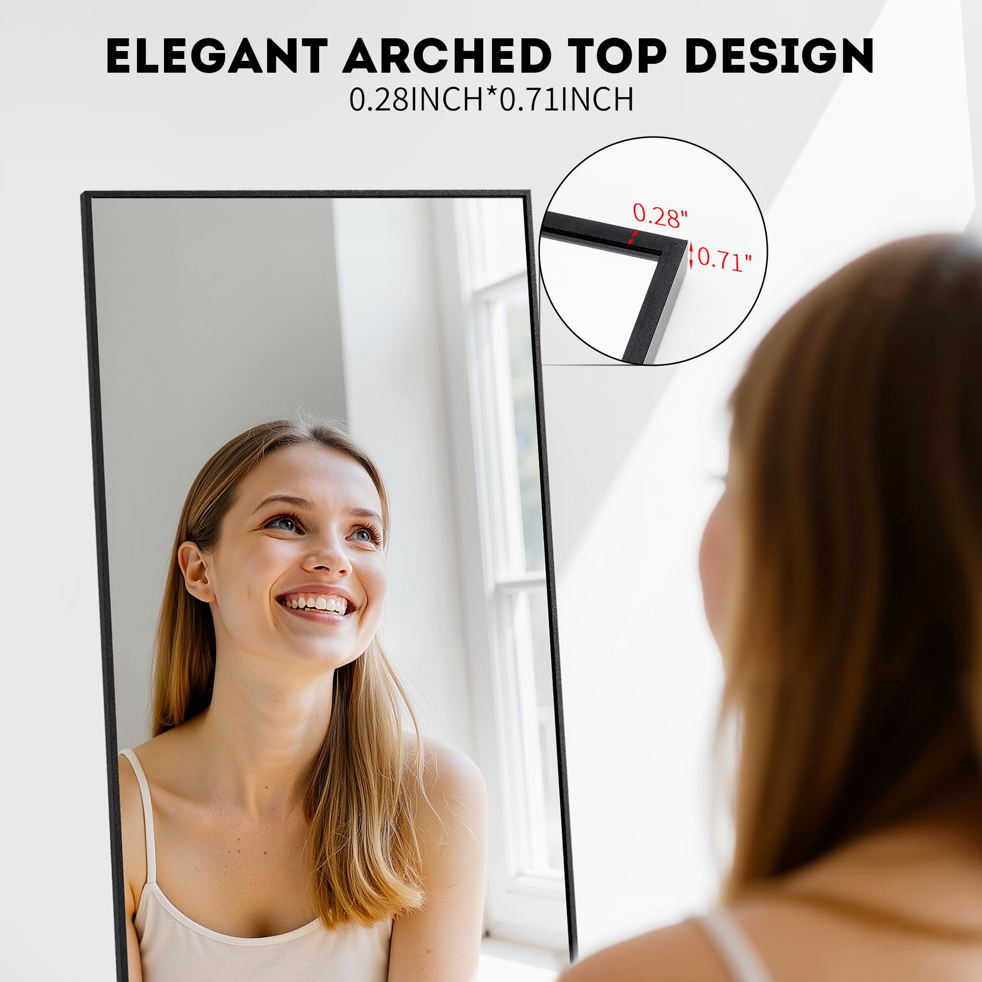 Simple Deluxe mirror in bedroom lifestyle scene offering stylish functional dressing benefit