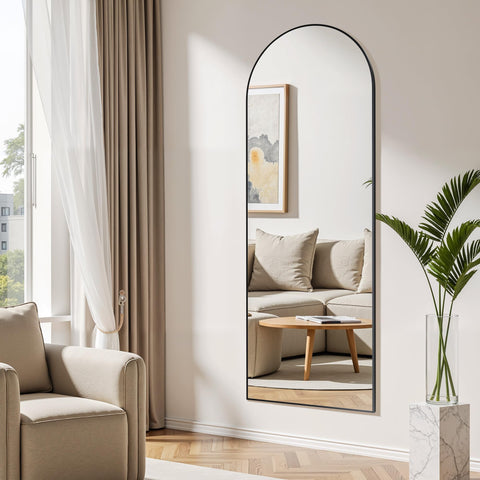 Simple Deluxe mirror leaning against wall to save floor space