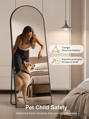 Simple Deluxe mirror leaning against wall demonstrating easy floor-standing placement