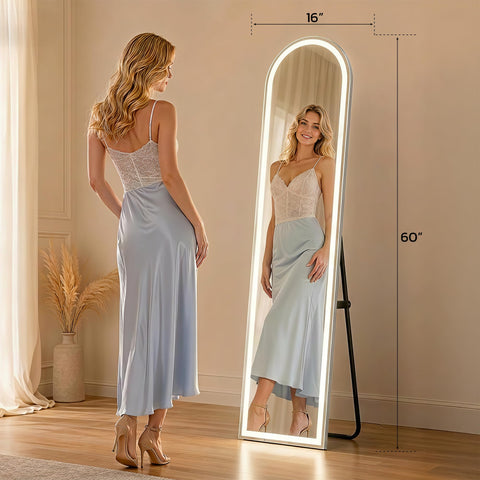 Simple Deluxe mirror showing outfit reflection to help wardrobe and style decisions