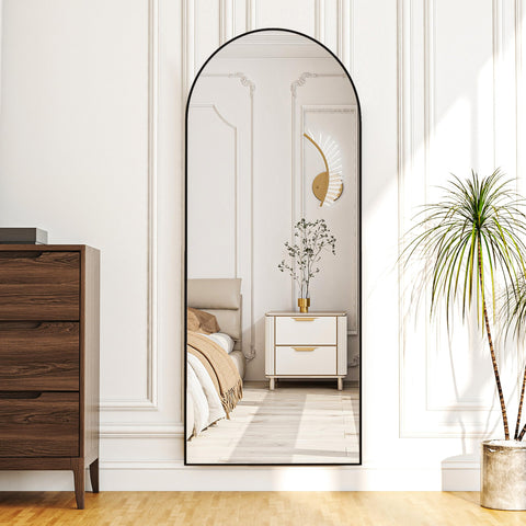 Simple Deluxe mirror beside standard door to illustrate true 64-inch height scale