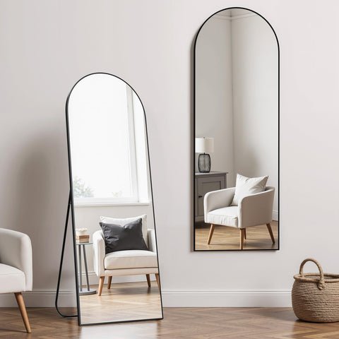 Simple Deluxe mirror next to door frame showing actual height scale