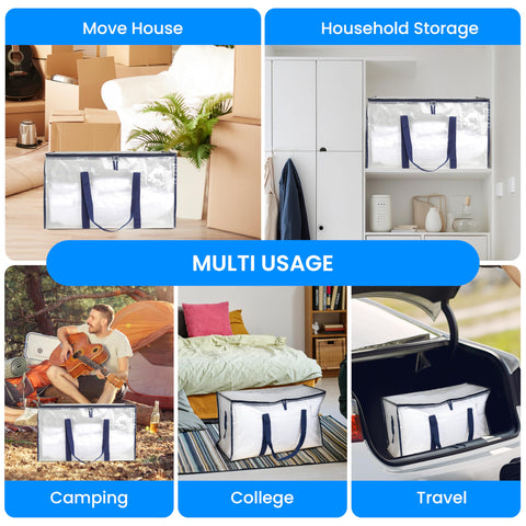Simple Deluxe stacked bags in closet, space-saving organized storage benefit