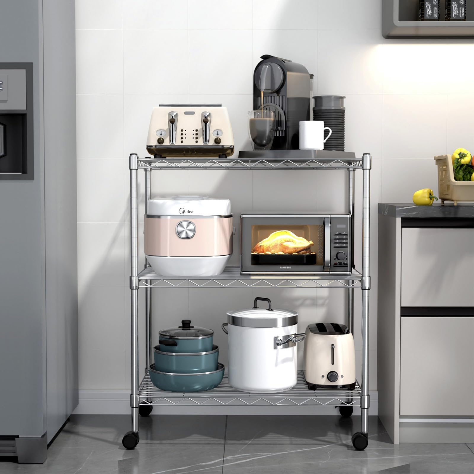 Simple Deluxe close-up of top wire shelf showing durable steel construction benefit
