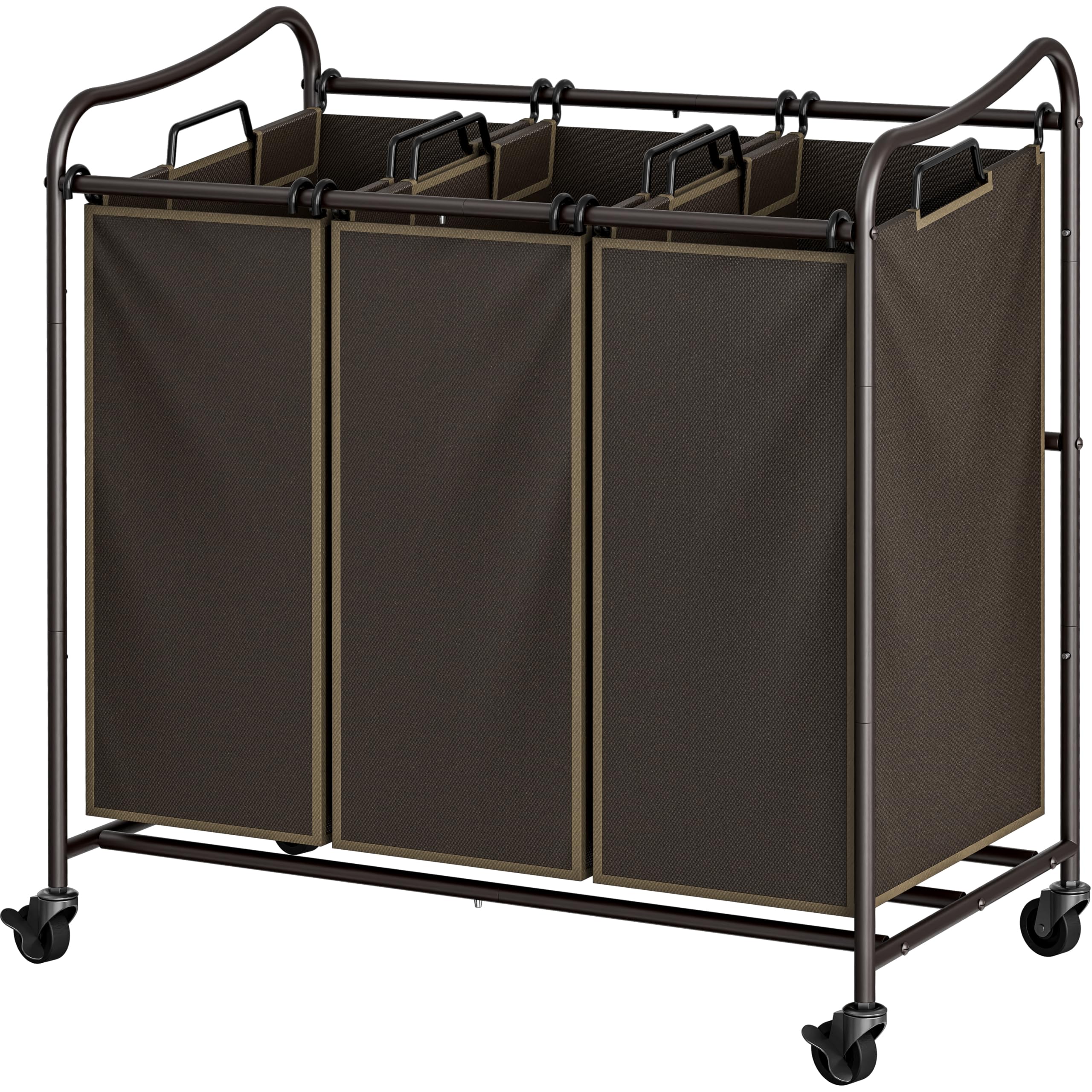 Simple Houseware front view of 3-bag bronze sorter showing organized laundry benefit