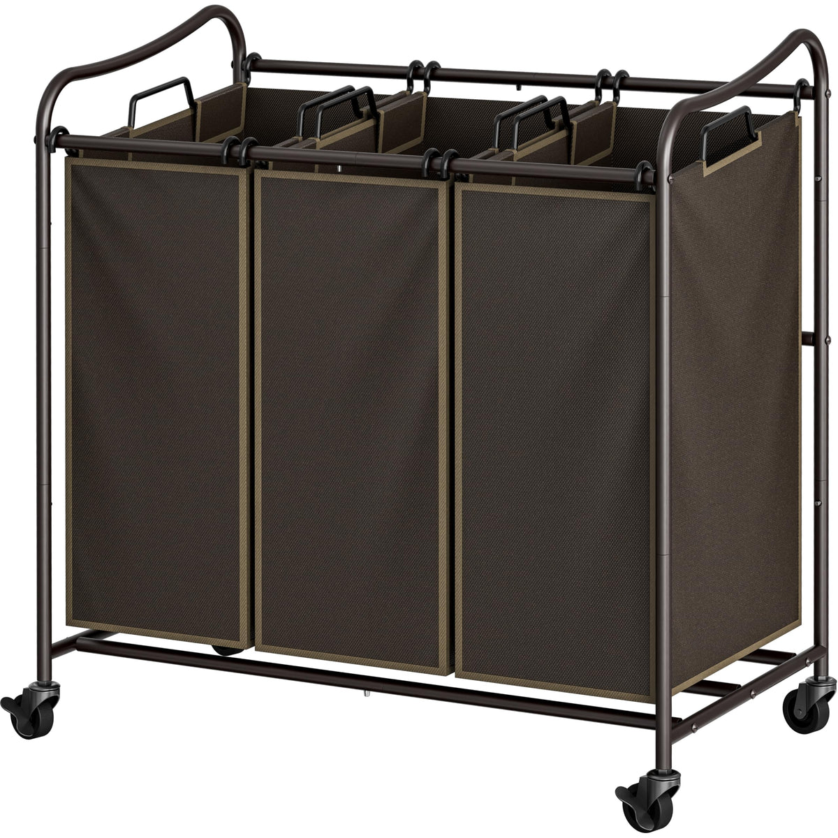 Simple Houseware front view of 3-bag bronze sorter showing organized laundry benefit