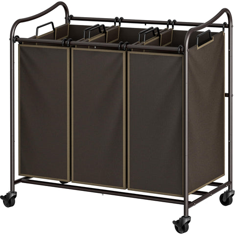 Simple Houseware front view of 3-bag bronze sorter showing organized laundry benefit
