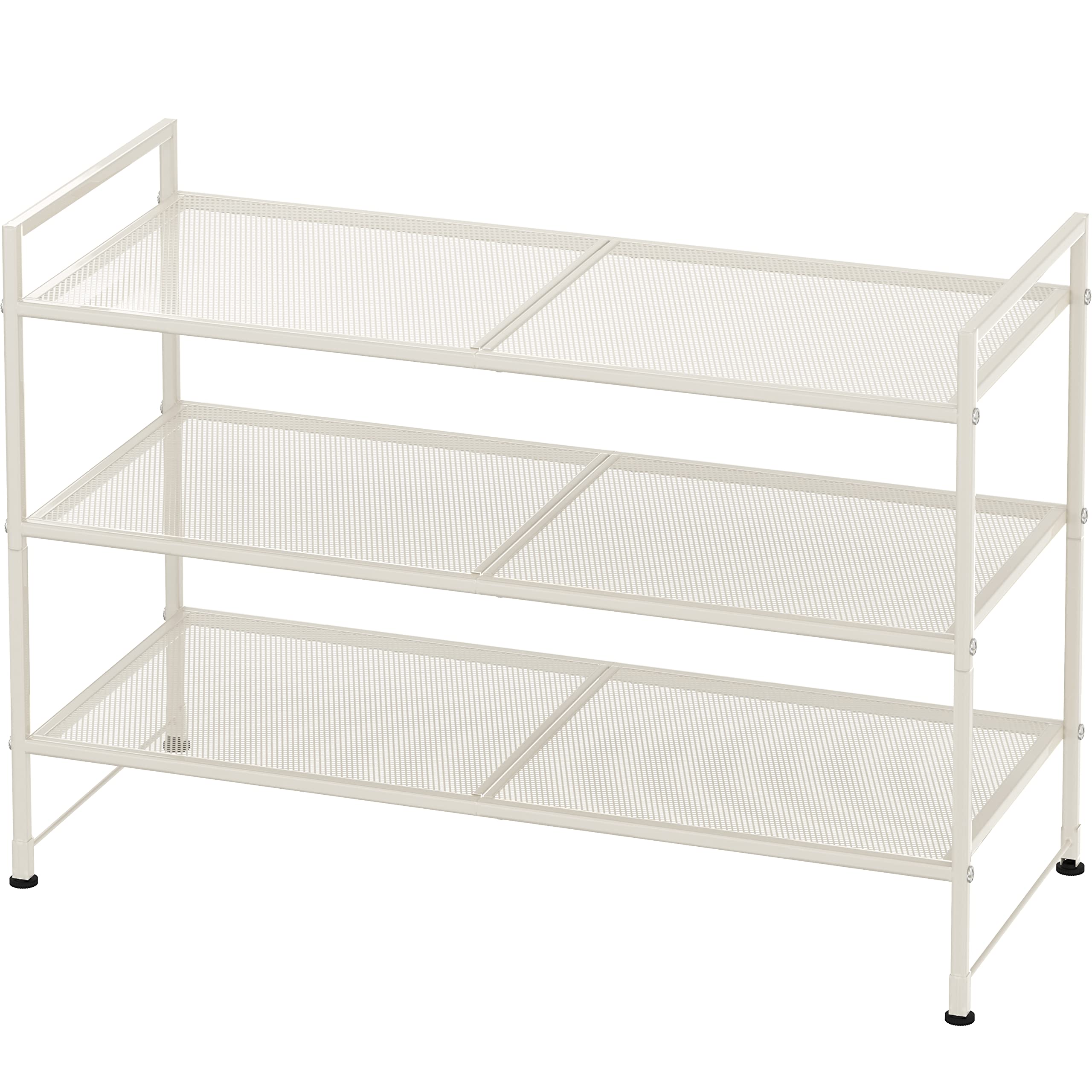 Simple Houseware front view of three-tier mesh shoe rack showing neat storage and accessibility