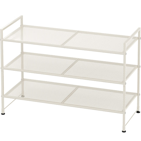 Simple Houseware front view of three-tier mesh shoe rack showing neat storage and accessibility